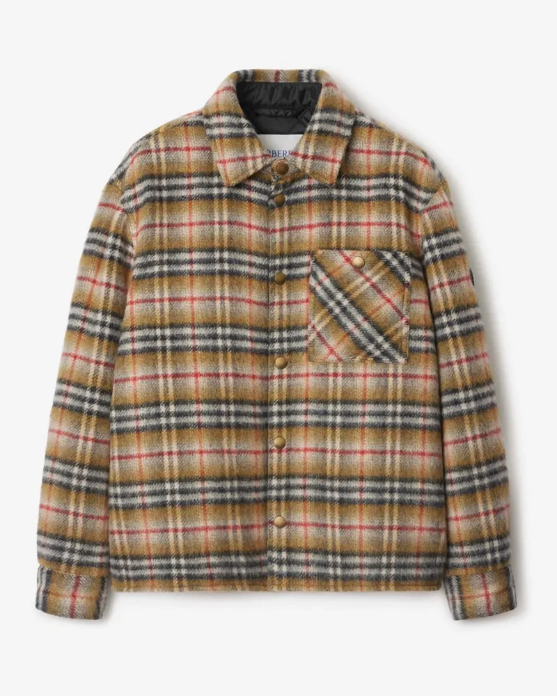Burberry Woll-Hemdjacke in Check Beige