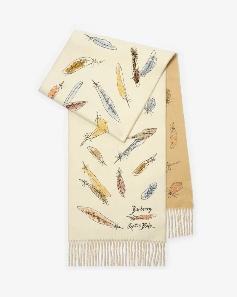 Burberry Kaschmirschal mit Federprint Sand