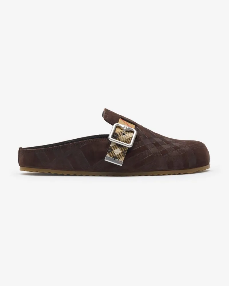 Burberry Clogs „Urchin“ aus Veloursleder mit Karomuster , Size Snug