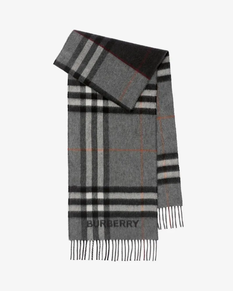 Burberry Kaschmirschal in kontrastierendem Check Grau