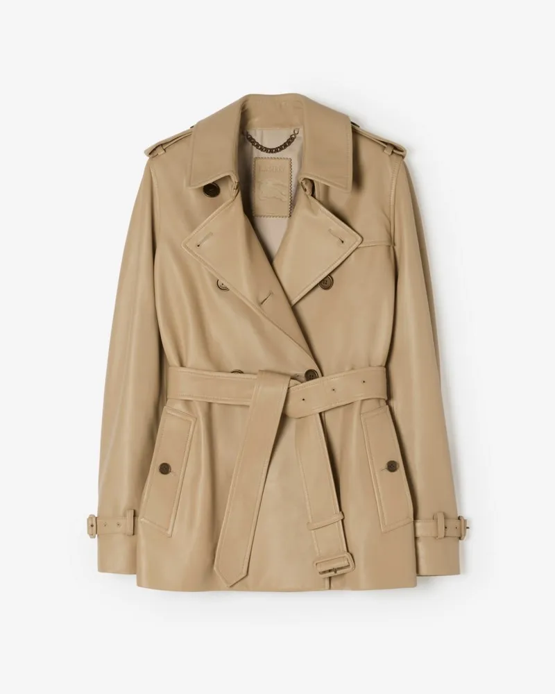 Burberry Trenchjacke „Kensington“ aus Leder , Size Honey