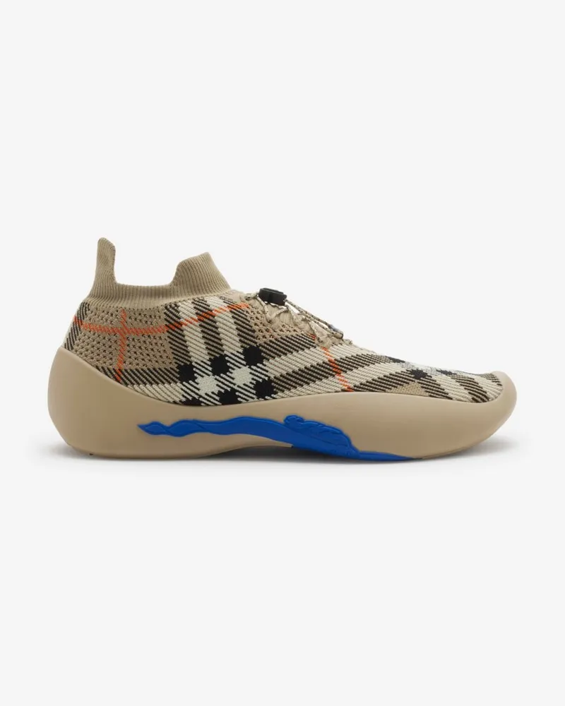 Burberry Gestrickte Sneaker „Neptune“ in Check Sand