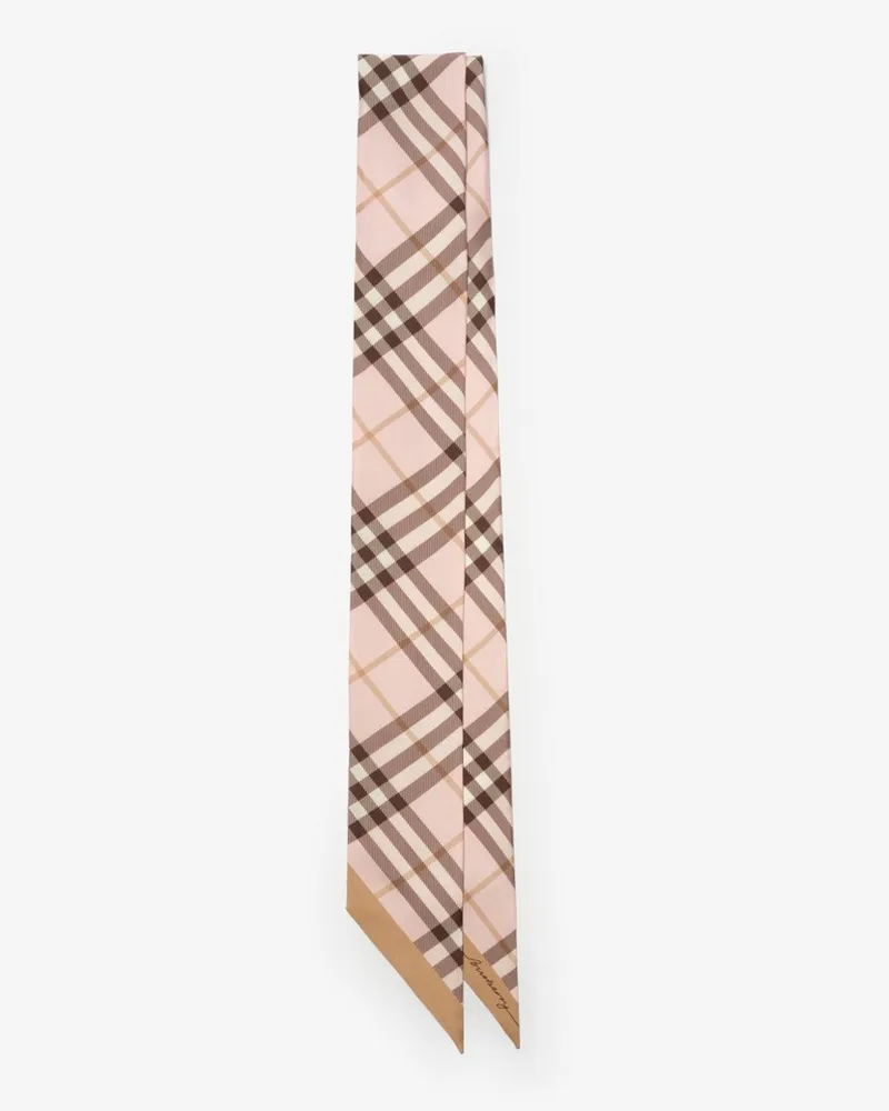 Burberry Schmaler Seidenschal in kontrastierendem Check Bow