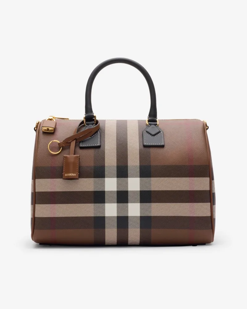 Burberry Mittelgroße Bowlingtasche in Check Dunkles