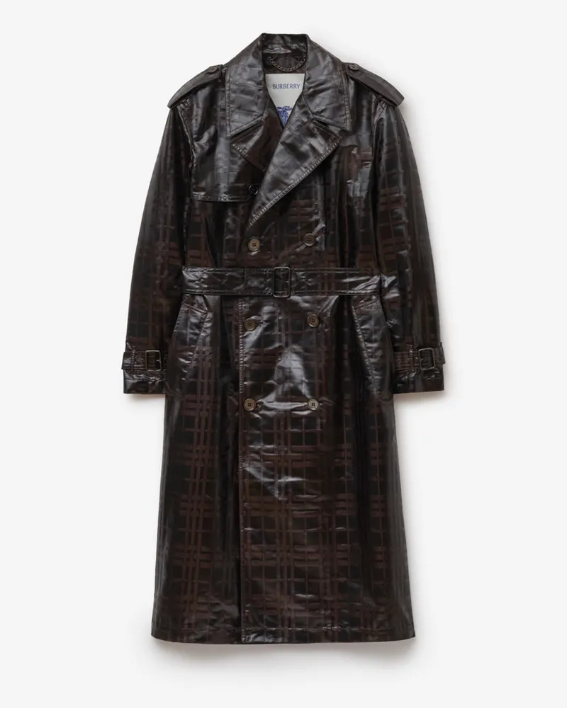 Burberry Langer Trenchcoat „Hoxton“ in Check , Size Treacle-braun