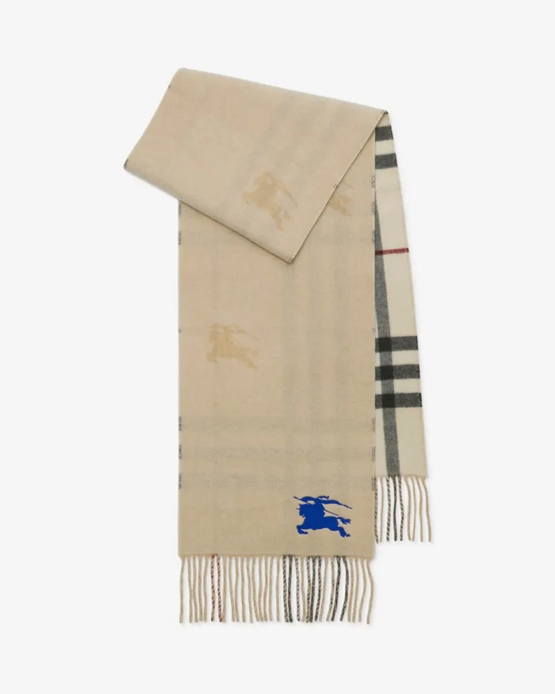 Burberry Wendbarer Kaschmirschal in Check mit EKD-Motiv Beige-beige