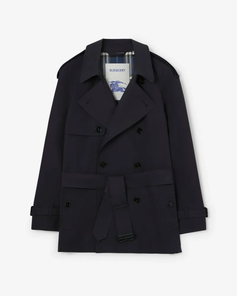 Burberry Kurzer Trenchcoat aus leichter Baumwolle , Size Silhouette-blau