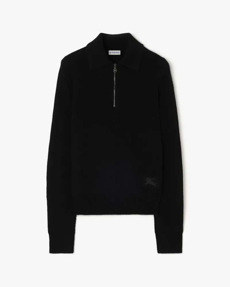 Burberry Langärmeliges Kaschmir-Poloshirt Black