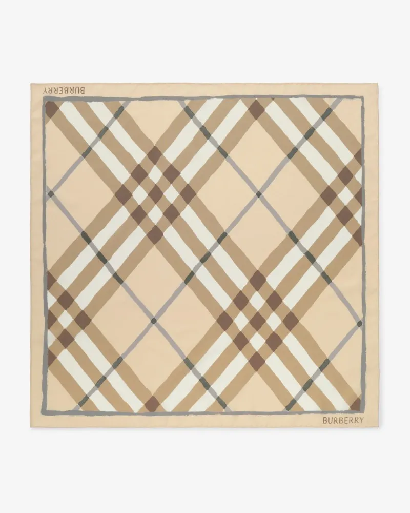 Burberry Seidenschal in Check in Aquarelloptik Sesame-beige