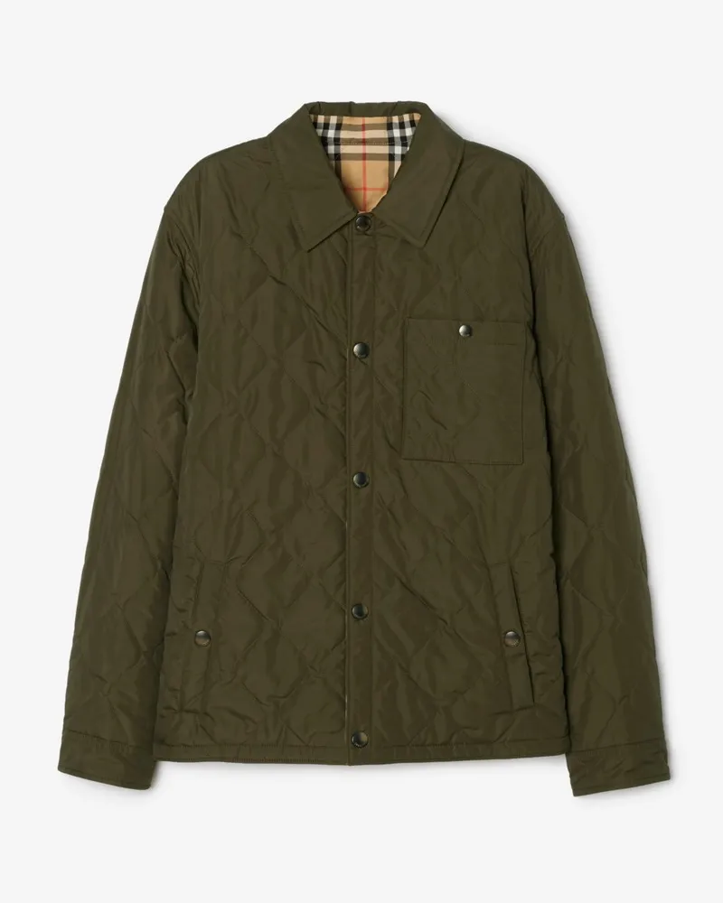 Burberry Wendbare Stepp-Hemdjacke „Brighton“ aus Nylon , Size Shale-grün
