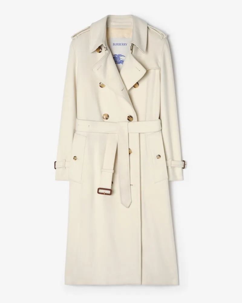 Burberry Langer Kaschmir-Trenchcoat „Kensington“ , Size Ivory-weiß