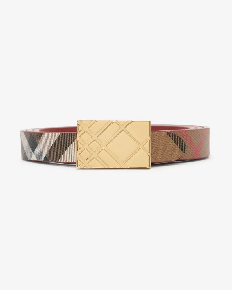 Burberry Wendbarer Gürtel mit Karogravur Rust-orange
