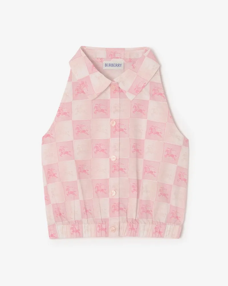 Burberry Baumwollhemd mit Knight-Checkerboard , Size Peony