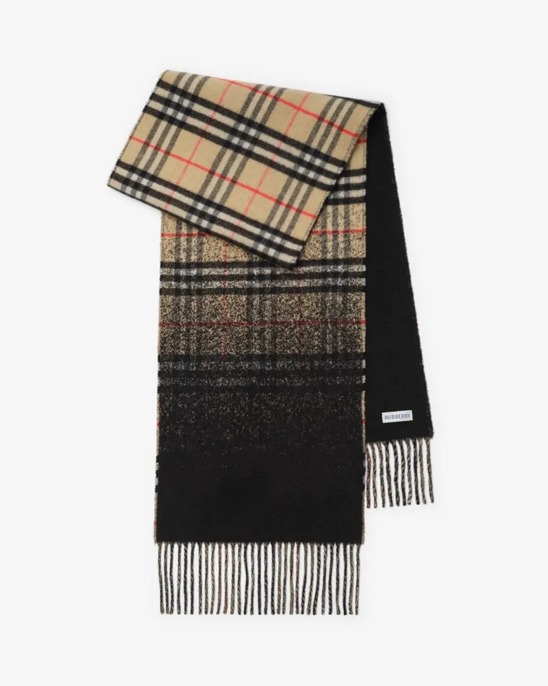 Burberry Kaschmirschal in Check mit Farbverlauf Sand-beige