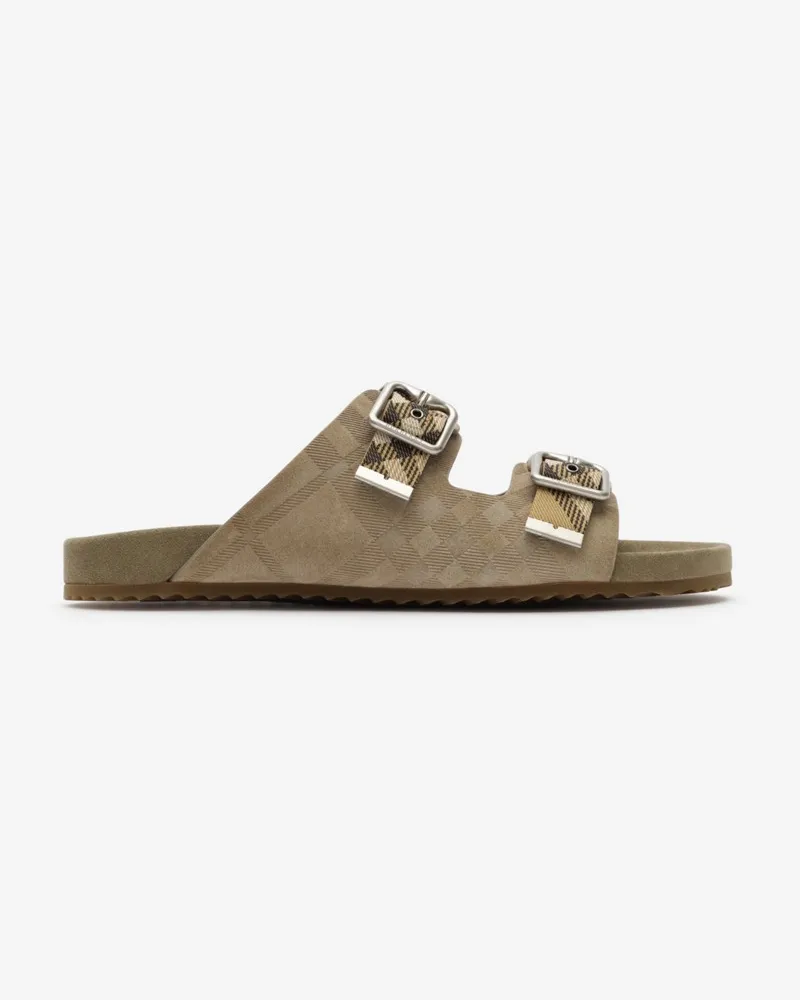 Burberry Veloursleder-Sandalen „Urchin“ mit Karomuster , Size Sparrow