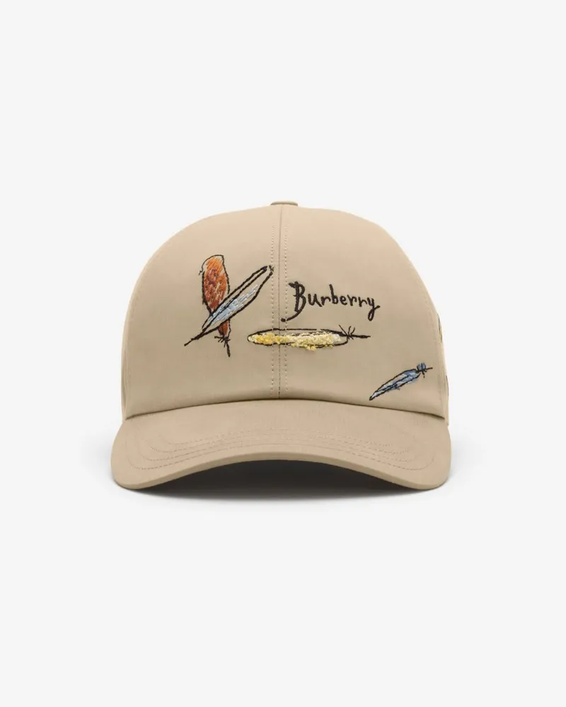 Burberry Baumwoll-Basecap mit gesticktem Federmotiv Saltmarsh