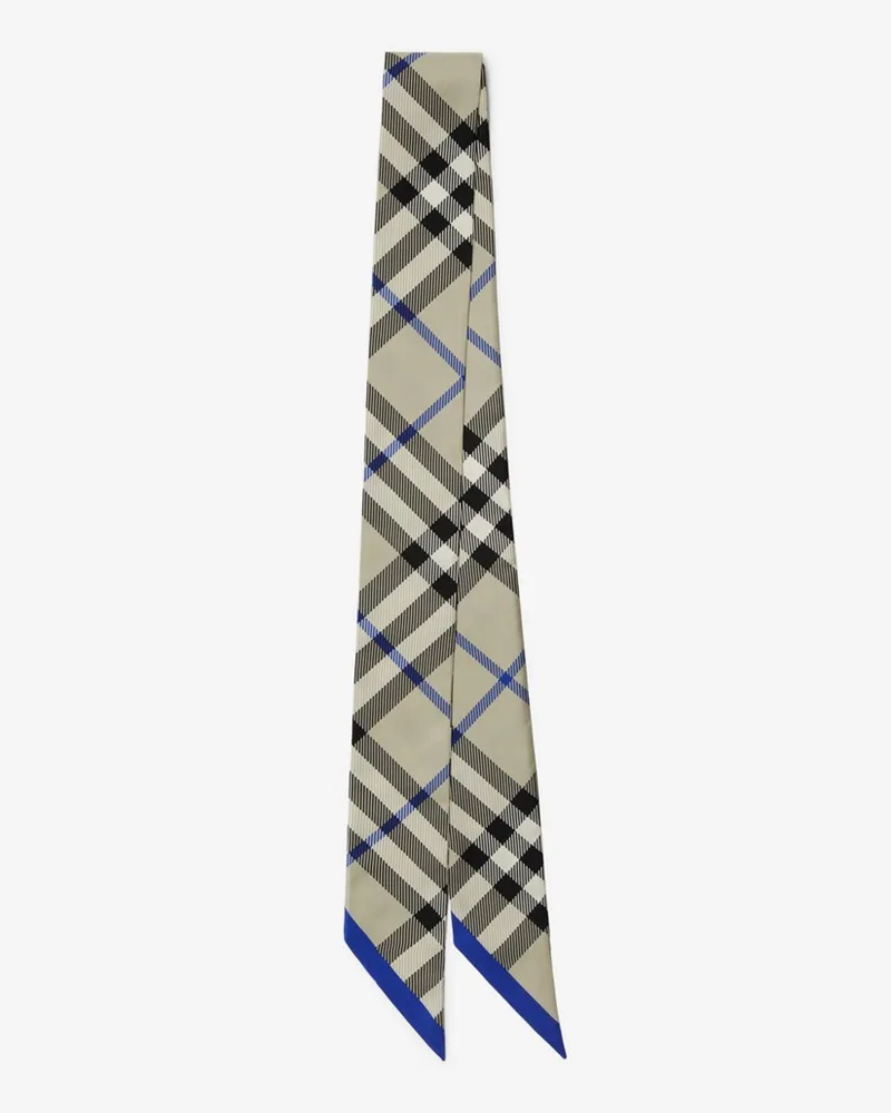 Burberry Schmaler Seidenschal in Check Lichen