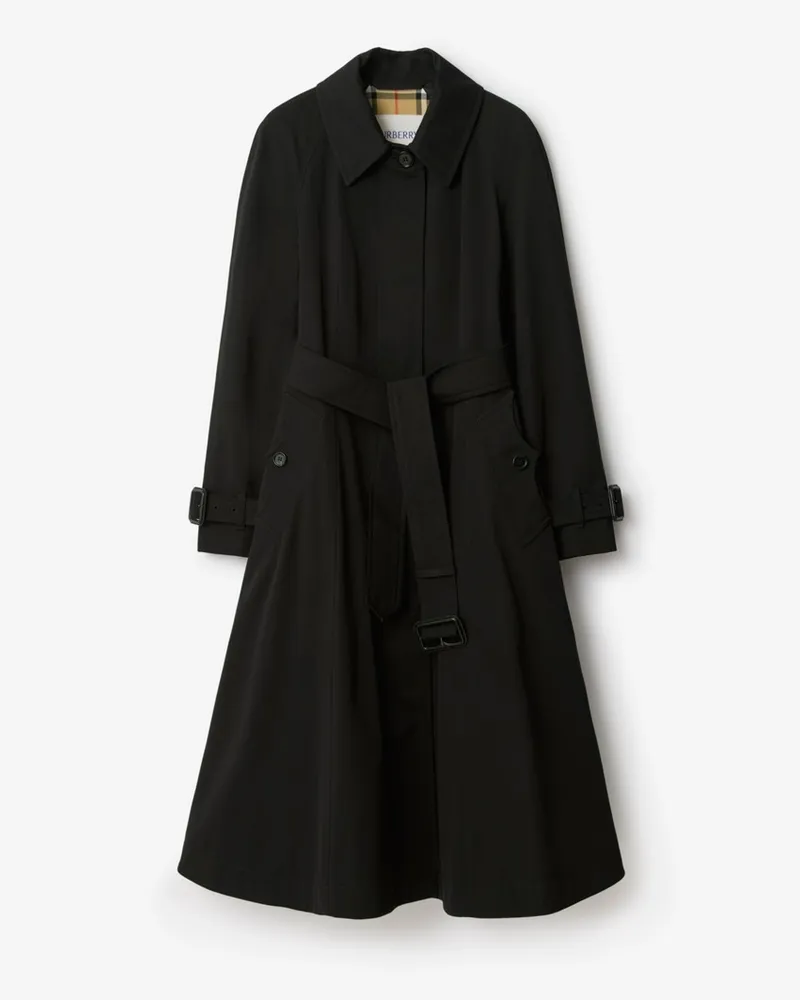 Burberry Langer Fit-and-Flare Car Coat „Ellingham“ aus Gabardine , Size Black