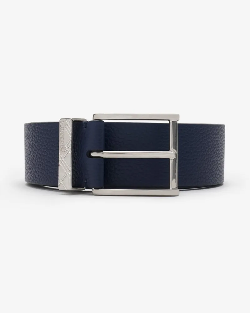 Burberry Ledergürtel mit graviertem Karomuster Marineblau