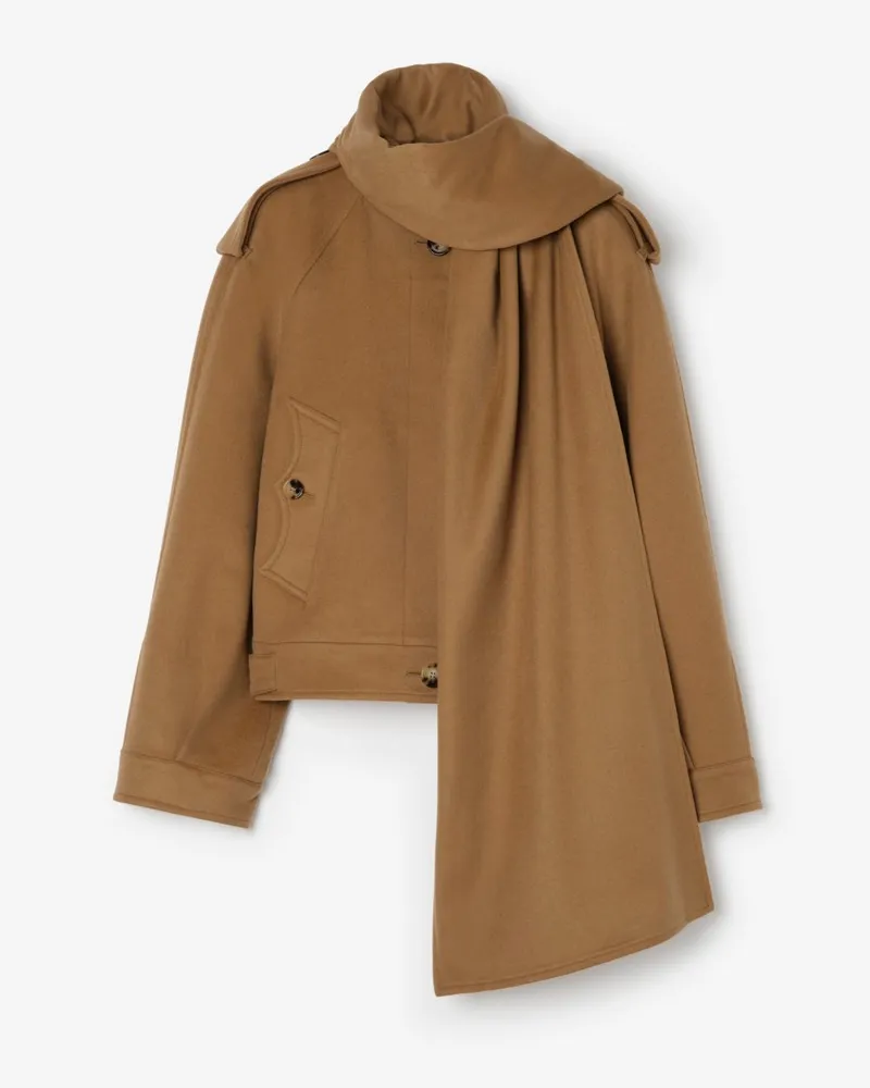 Burberry Kaschmirjacke mit abnehmbarem Schal Fawn