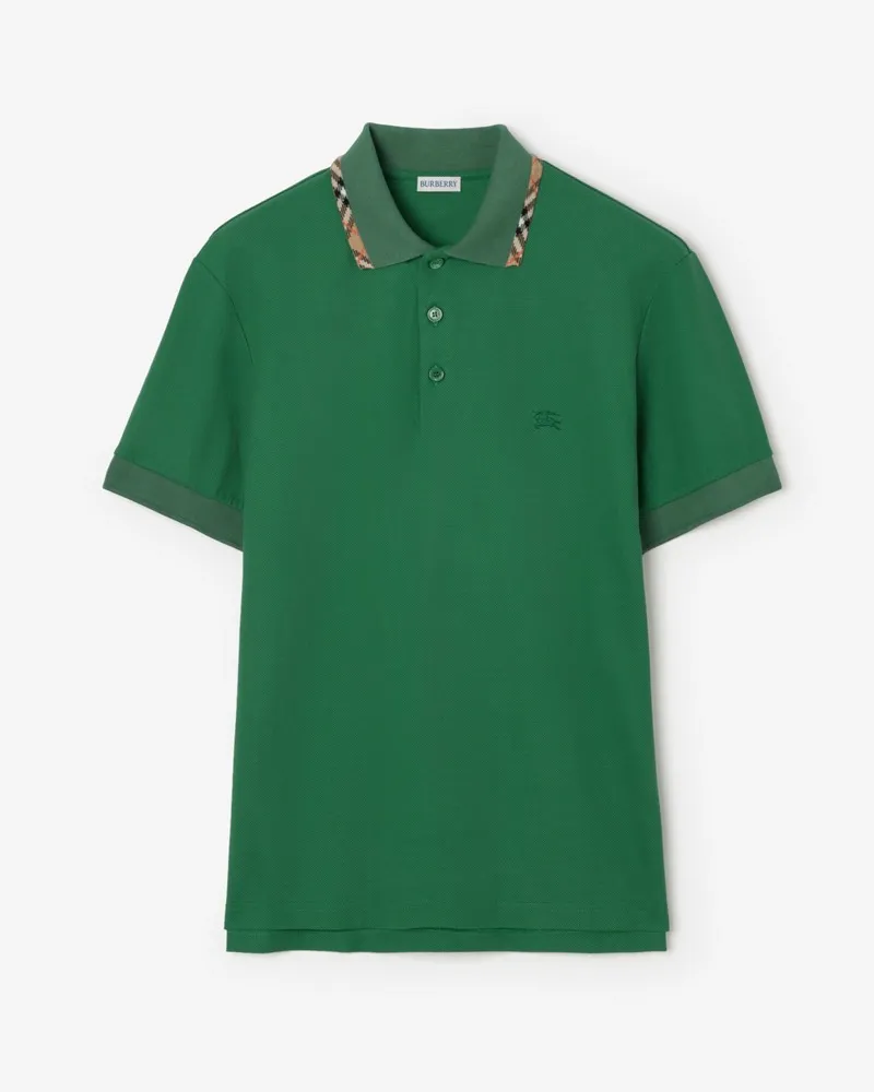 Burberry Baumwoll-Poloshirt mit Karobesatz Jade