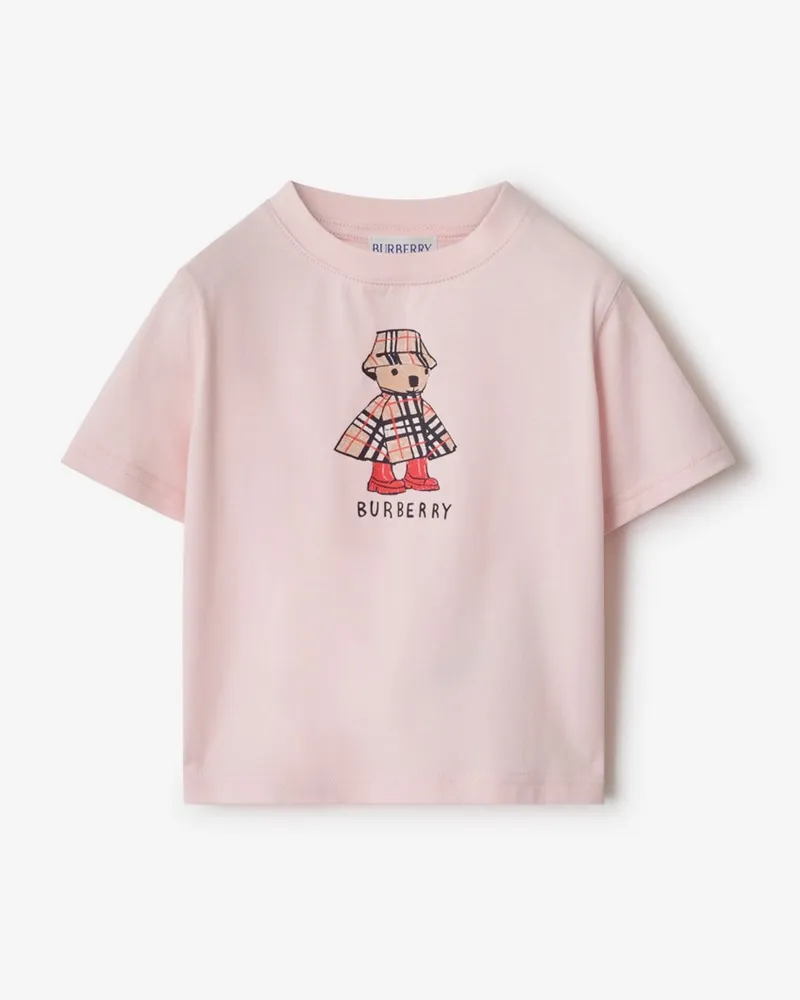 Burberry Baumwoll-T-Shirt mit „Rainy Day Bear“-Print , Size Ice-rosa