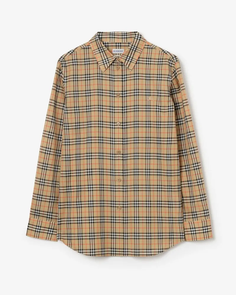 Burberry Klassisches Baumwollhemd in Check , Size Sand-beige