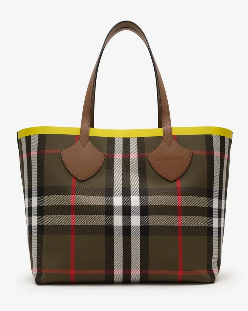 Burberry Große Henkeltasche in Check Loch-grün