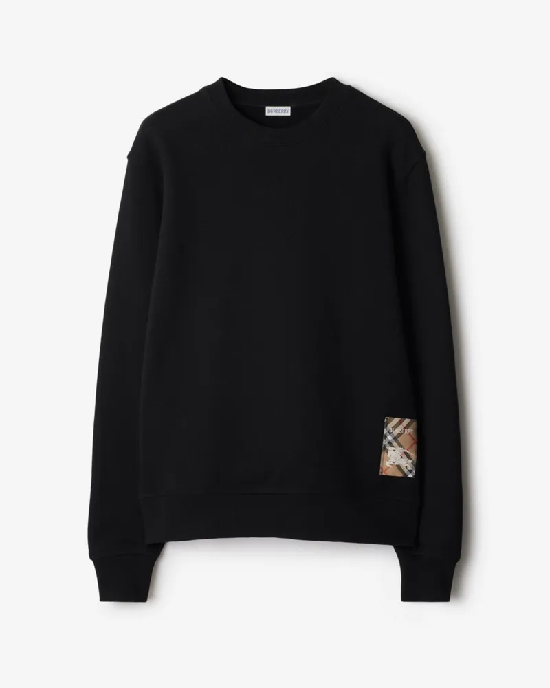 Burberry Baumwollsweatshirt mit Check-Label Schwarz