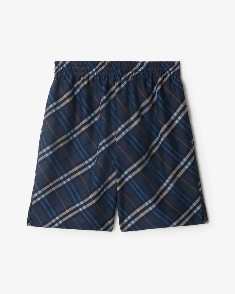 Burberry Shorts aus Seidenpopelin in Check Ink-blau