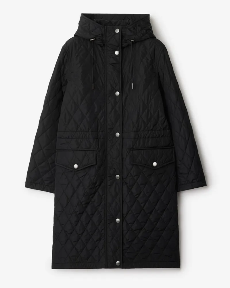 Burberry Nylon-Steppmantel mit Kapuze , Size Black