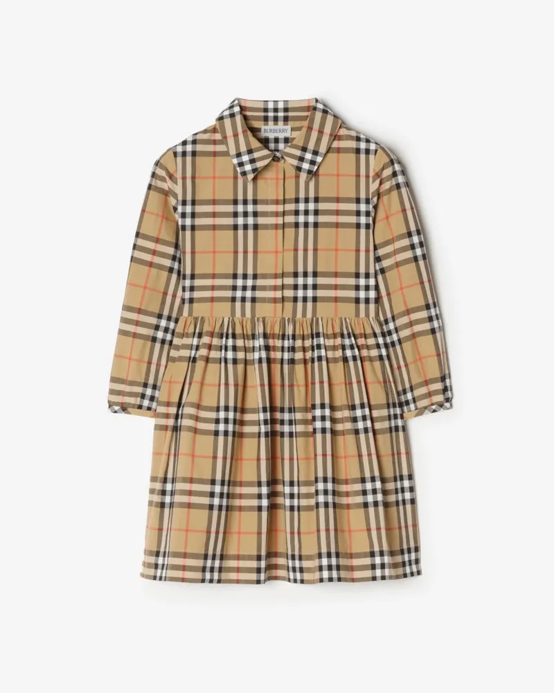 Burberry Baumwollkleid in Check , Size Sand-beige