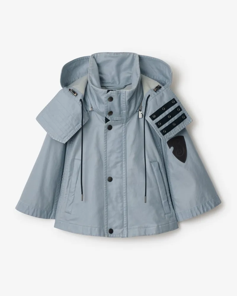 Burberry Kurzes Kapuzencape aus gebleichter Baumwolle Blue
