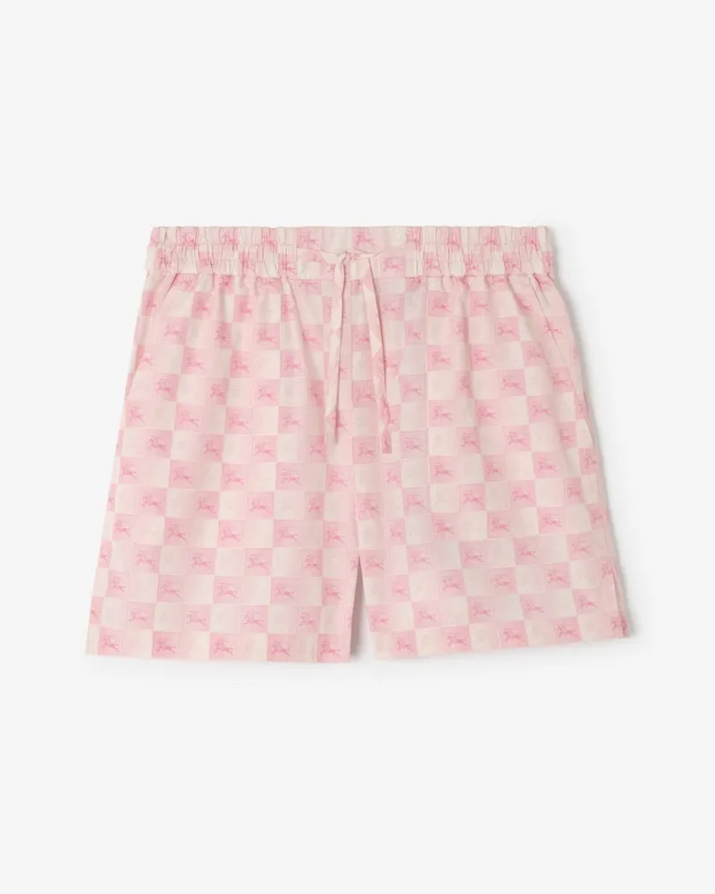 Burberry Baumwollpopelin-Shorts mit Knight-Checkerboard , Size Peony