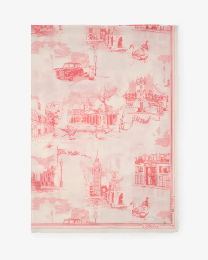 Burberry Woll-Seidenschal mit Londoner Wahrzeichen Cami-rosa