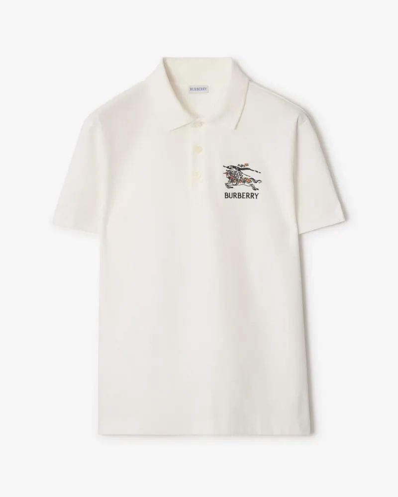 Burberry Baumwoll-Poloshirt mit EKD-Zeichnung Chalk-weiß