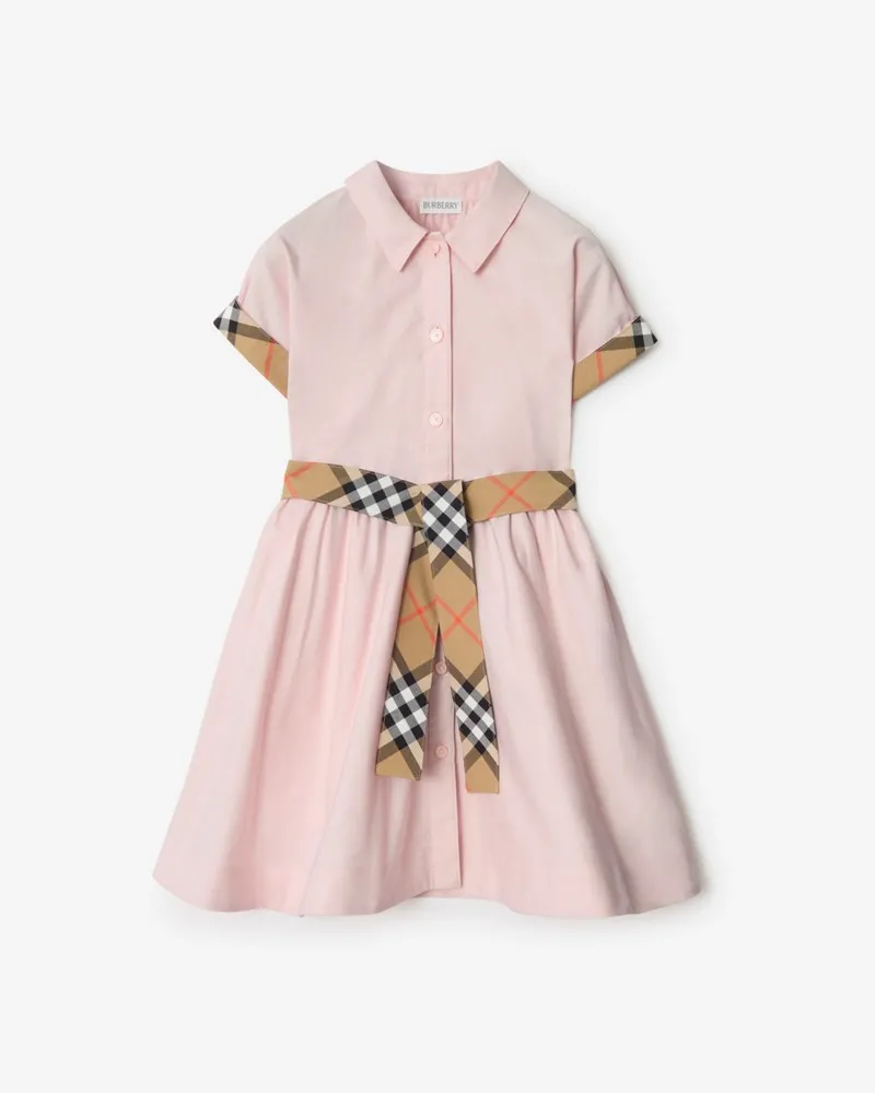 Burberry Baumwoll-Hemdkleid mit Check-Besatz Ice-rosa