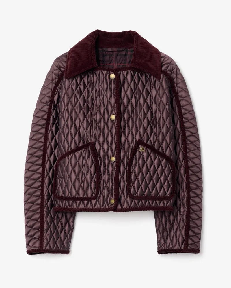 Burberry Cropped-Steppjacke „Floriston“ aus Nylon Mahogany-braun