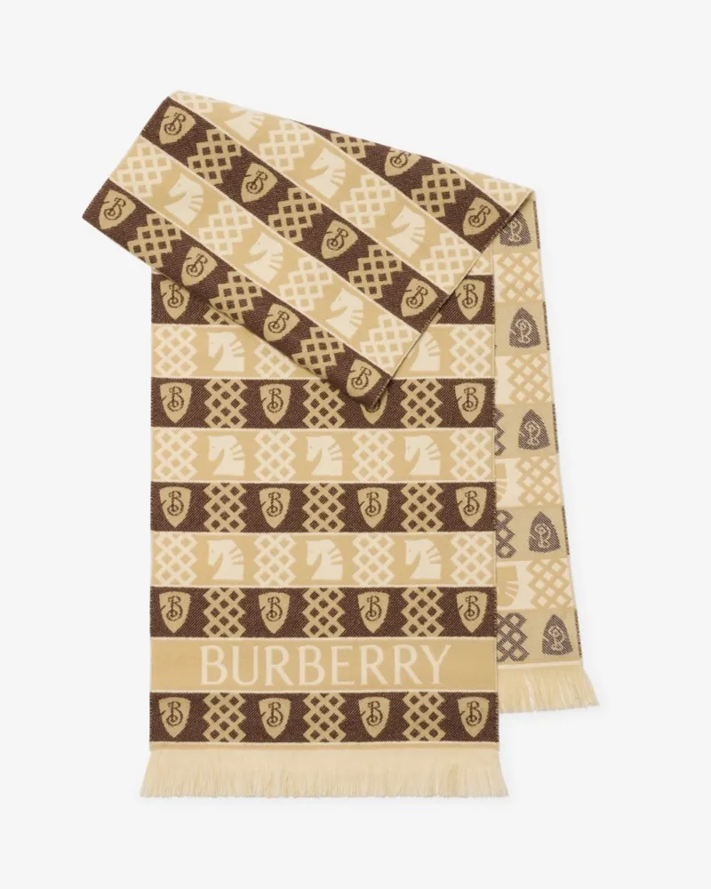 Burberry Wollschal mit Fair Isle-Schachmotiv Sand-beige