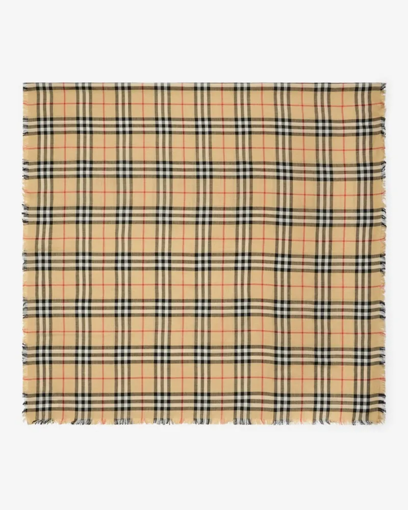 Burberry Kaschmir-Seiden-Schal in Check Sand-beige