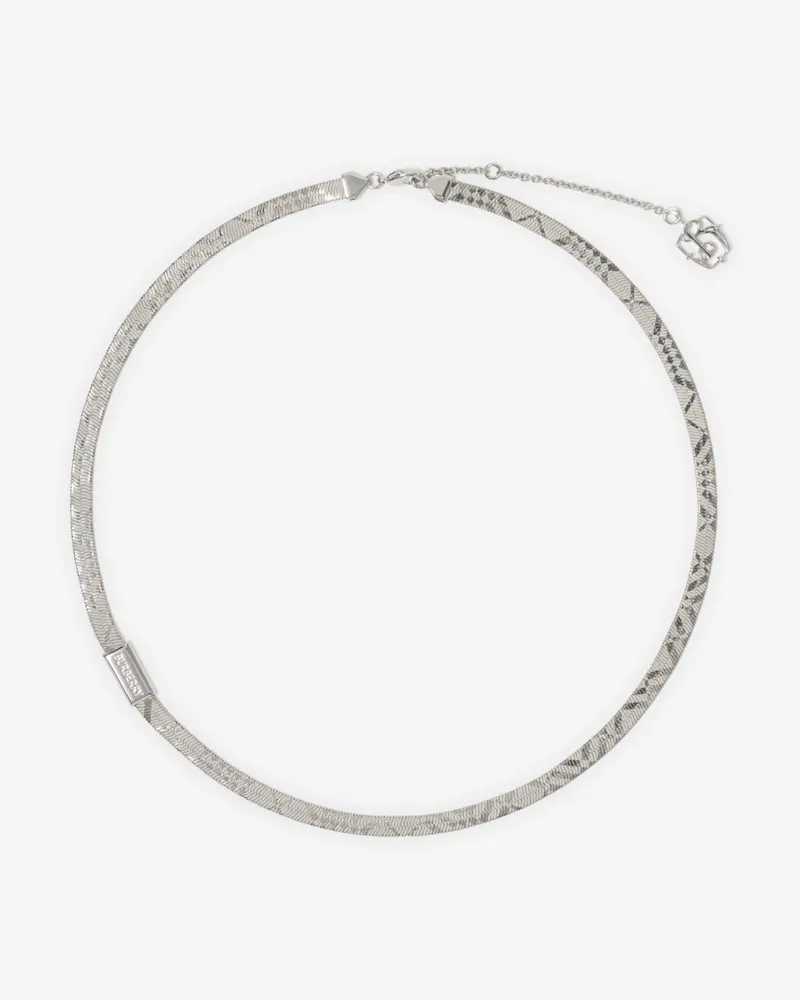 Burberry Halskette mit Check-Gravur Silver