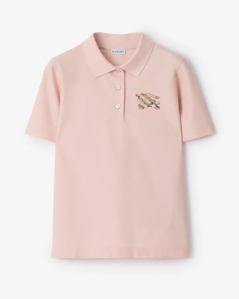 Burberry Baumwoll-Poloshirt mit EKD-Motiv und Check Bouquet-rosa