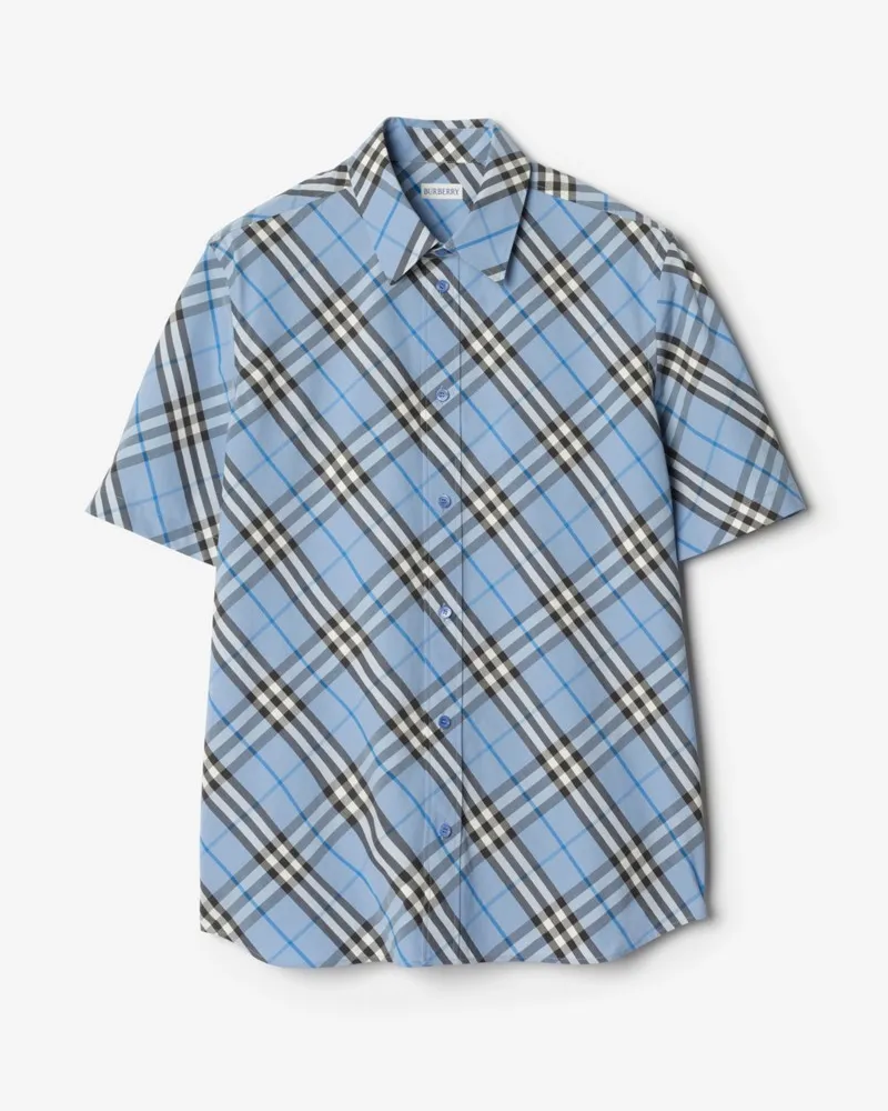 Burberry Klassisches Baumwollhemd in Check , Size Cornflower-blau