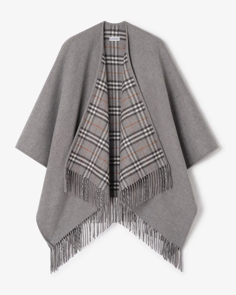 Burberry Wendbares Wollcape mit Check Grey