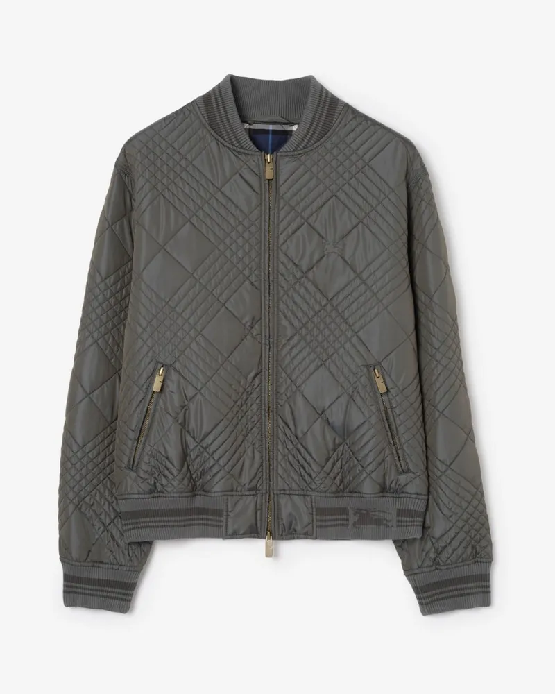 Burberry Bomberjacke „Rakewood“ mit kleinem Karo-Nahtmuster , Size Beigewashed-grau