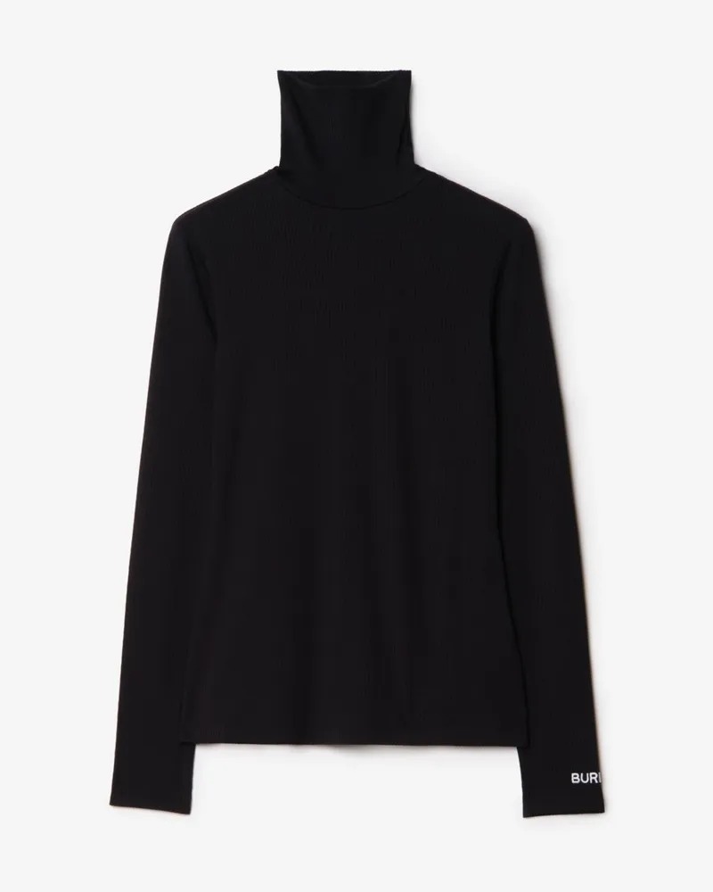 Burberry Rippstrick-Oberteil aus Stretchbaumwolle , Size Schwarz