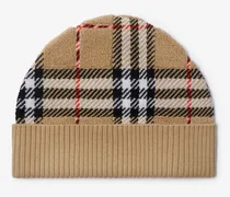 Beanie aus Wolle in Check