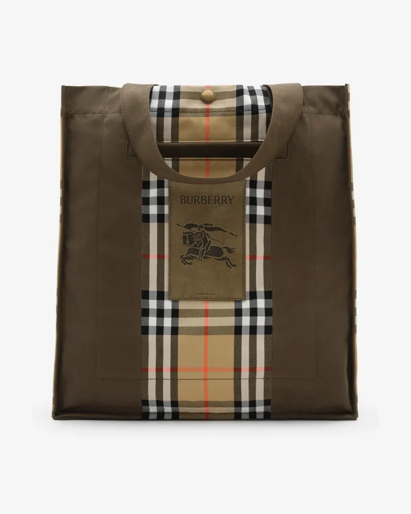 Burberry Henkeltasche „Trench“ mit Check Military-grün