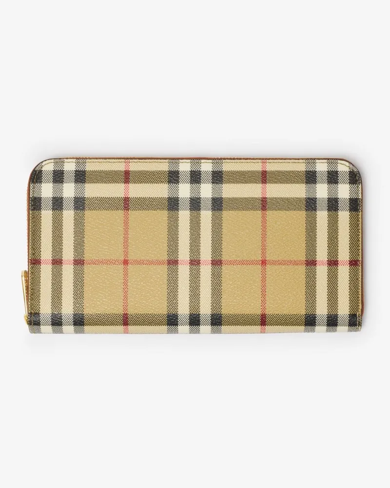 Burberry Brieftasche in Check mit Reißverschluss Vintage-beige