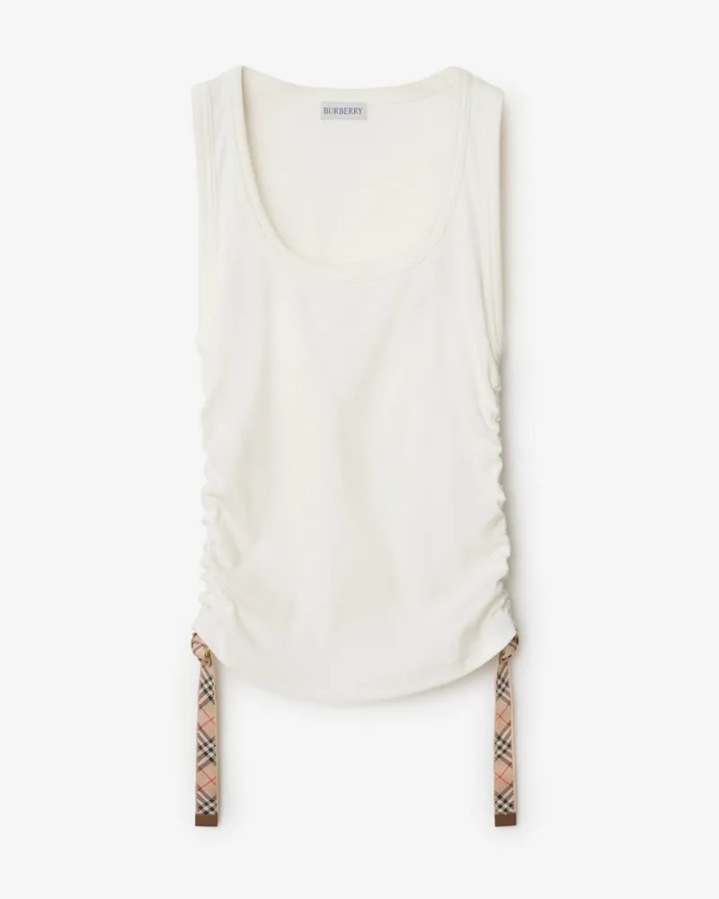 Burberry Festival-Tanktop aus Stretchbaumwolle , Size Chalk-weiß